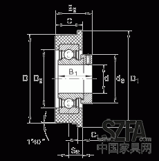 外球面球軸承 CRB30/92, 帶橡膠插入件，偏心鎖圈定位，兩側(cè) P 型密封